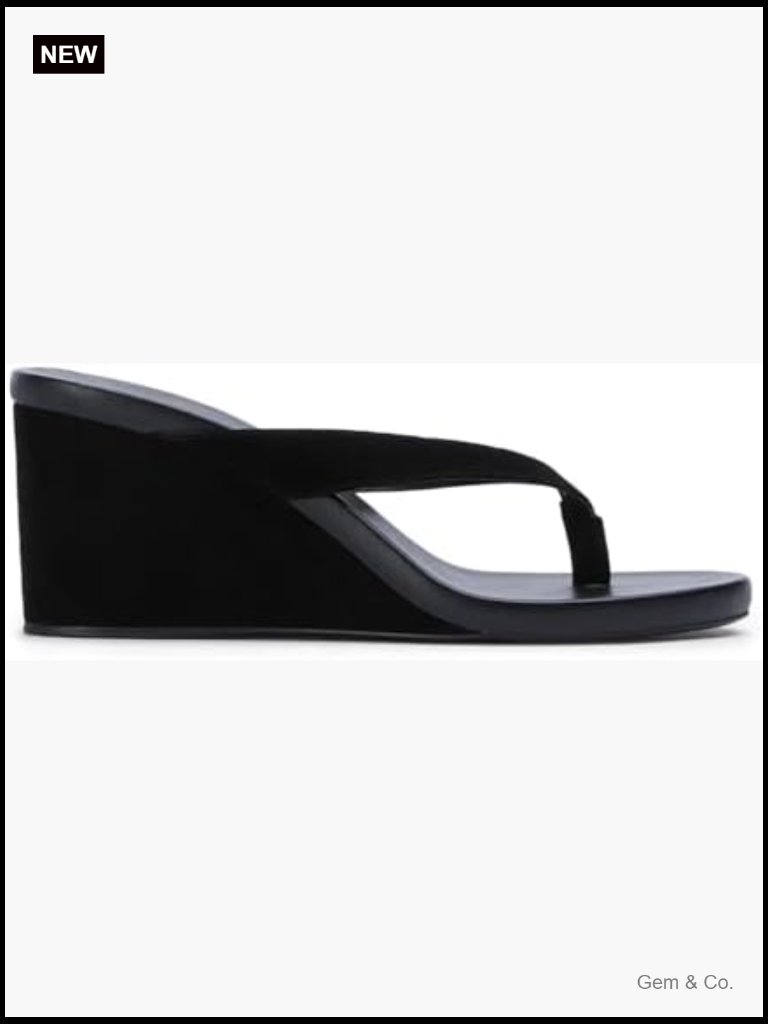 Suede Wedge Flip Flops Open Toe Arch Support Slip On Heels Sandals